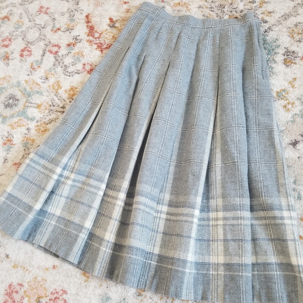 Vintage Wool Pleated Midi Skirt